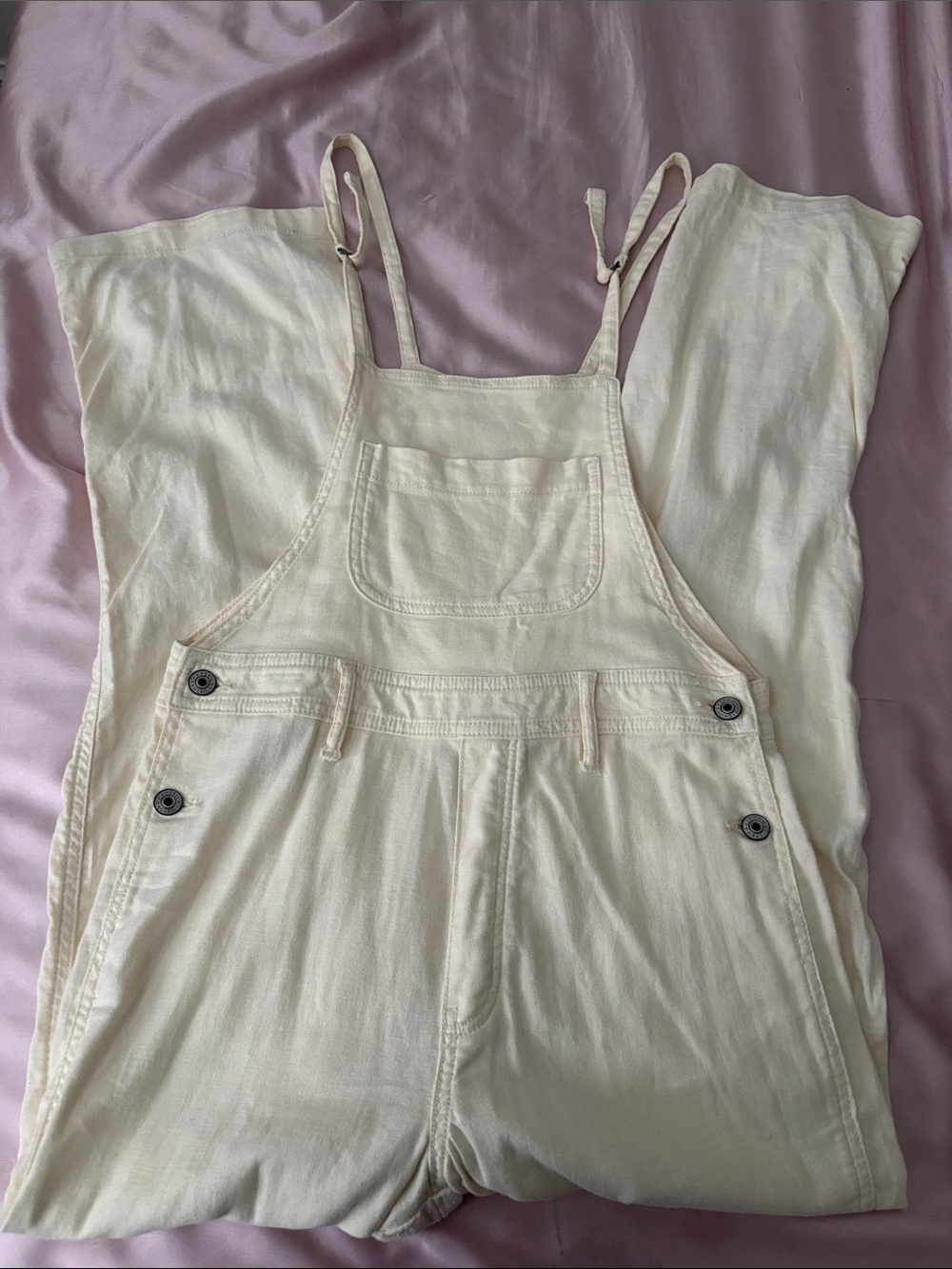 American Eagle Outfitters Cream Lightweight Dungaree Jumpsuit